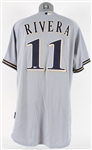 2009 Mike Rivera Milwaukee Brewers Game-Worn Jersey (MEARS LOA)