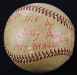 1957 Billy Bruton Milwaukee Braves "Hit By" Game Used ONL Baseball 