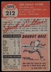 1953 Jack Dittmer Milwaukee Braves Signed Topps #212 Trading Card (JSA)