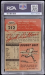 1953 Jack Dittmer Milwaukee Braves Signed Topps #212 Trading Card (PSA/DNA Slabbed) 