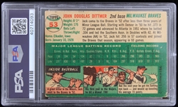 1954 Jack Dittmer Milwaukee Braves Signed Topps #53 Trading Card (PSA/DNA Slabbed) 