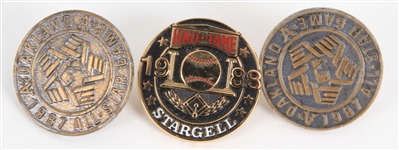 1987-1988 Oakland As All Star Game & Hall of Fame Stargell 1" Press Pins (Lot of 3)