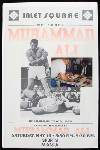 1990s Muhammad Ali Signed 11x17 Sports Mania Inlet Square Poster (JSA)