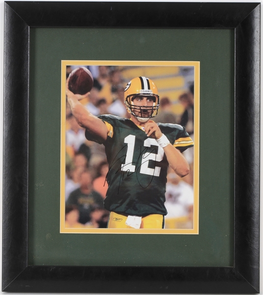 2000s Aaron Rodgers Green Bay Packers Signed 15x17 Framed Photo (JSA)