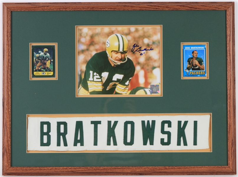 1969 Zeke Bratkowski Green Bay Packers Signed Photo w/ Jersey Name Plate 19x27 Framed Display (JSA)