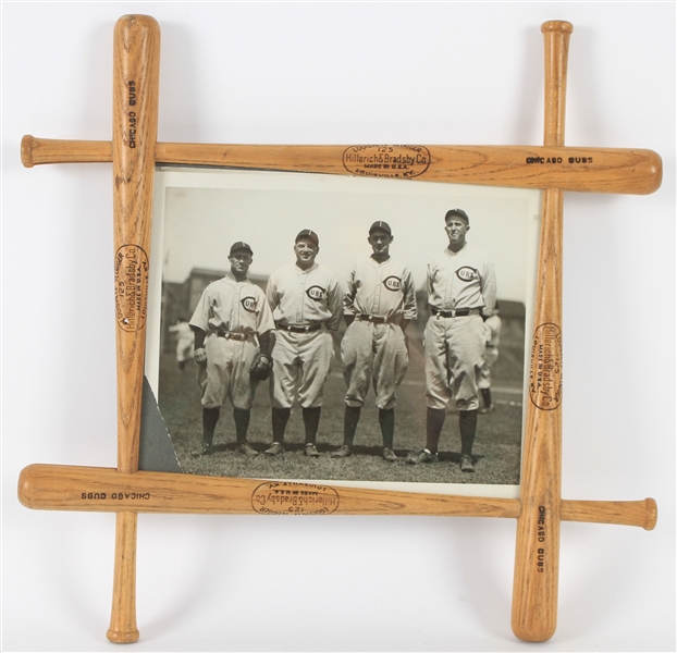 1924 Chicago Cubs 16" x 16" H&B Louisville Slugger Mini Bat Framed Original Photo