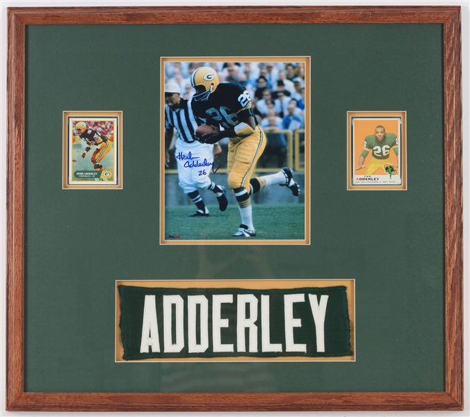 1969 Herb Adderley Green Bay Packers Signed Photo w/ Jersey Name Plate 21x25 Framed Display (JSA)