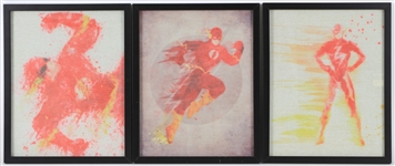 1990s The Flash 12" x 15" Framed Art Work - Lot of 3