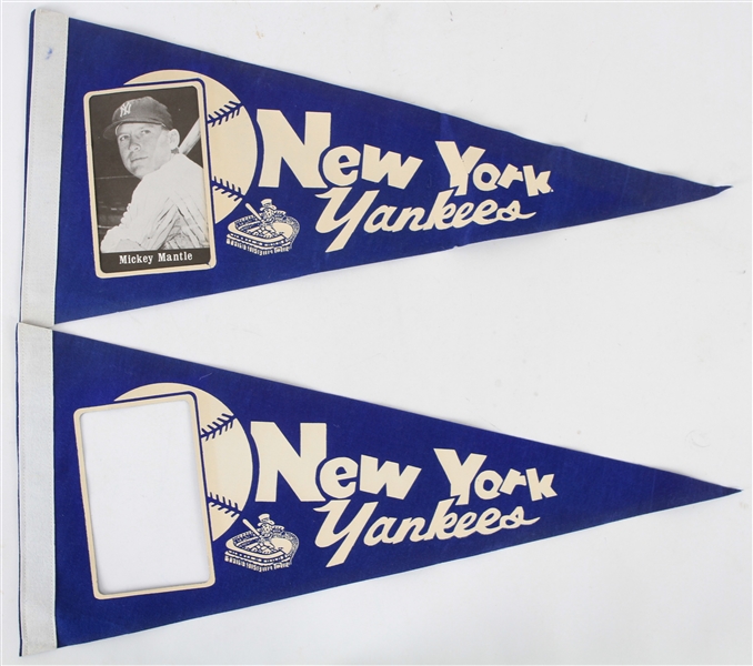 1960s Mickey Mantle New York Yankees 19" ASCO Photo Pennants (Lot of 2)