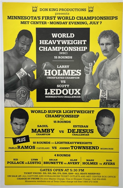 1980 Larry Holmes Scott LeDoux World Heavyweight Championship Title Bout 18" x 28" Broadside