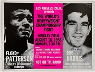 1958 Floyd Patterson Roy Harris Wrigley Field World Heavyweight Title Bout 19" x 25" Broadside Signed by Harris (JSA)
