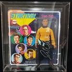 1974-1975 Captain Kirk Type 2 Trek 6-Face Card MEGO TOS William Shatner Signed Action Figure (JSA)
