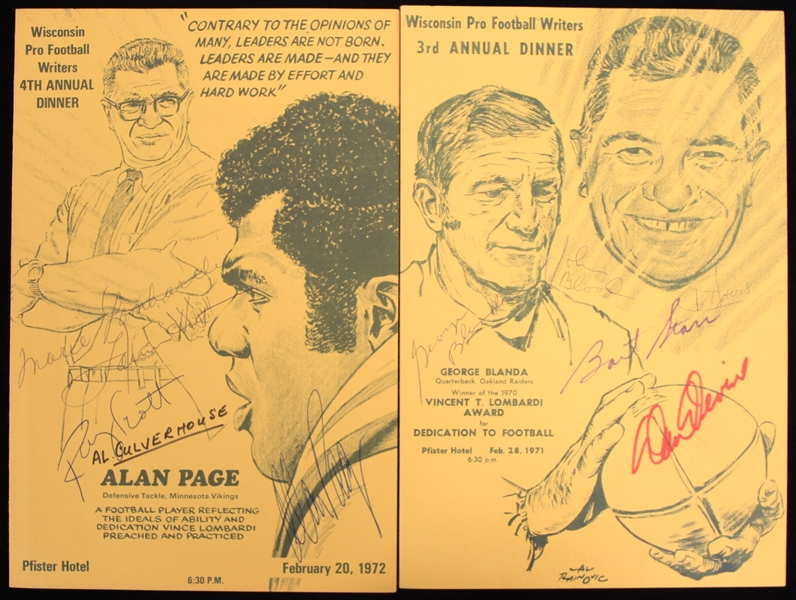 1969-77 Wisconsin Football Writers Dinner Program Green Bay Packers Collection - Lot of 9 w/ 3 Multi Signed Including Vince Lombardi, John Blood, Bart Starr, Lamar Hunt, Al Davis & More (JSA) 
