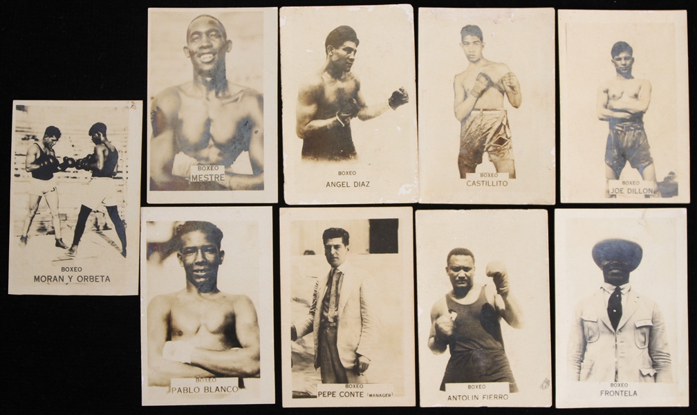 1920 Cigarros Aguilitas Spanish Language Boxing Trading Cards - Lot of 9