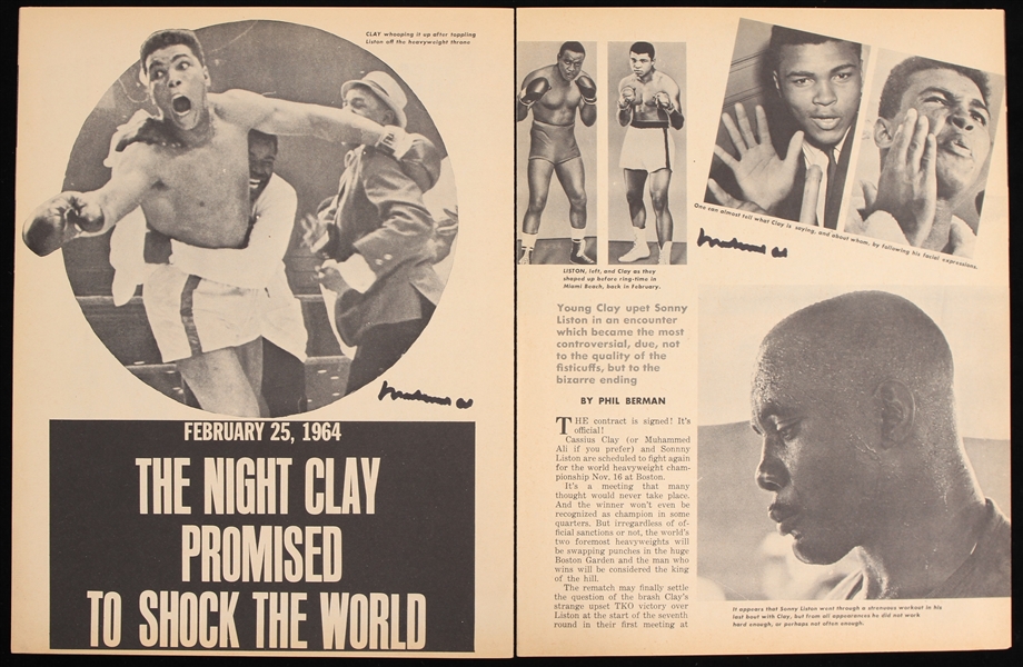 1964 Muhammad Ali World Heavyweight Champion Signed Publication Pages - Lot of 2 