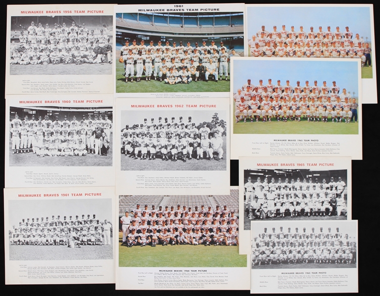 1950s-90s Hank Aaron Milwaukee/Atlanta Braves Memorabilia Collection - Lot of 21 w/ Team Photos, Old Timers Programs & More