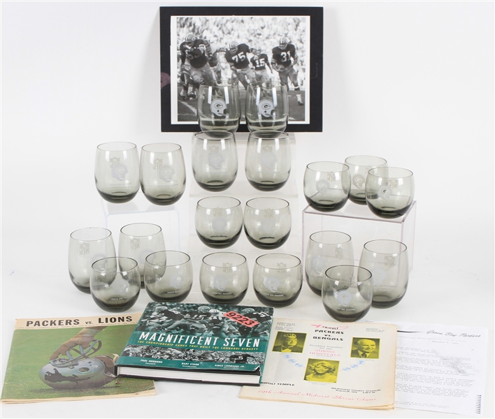 1960s-2000s Green Bay Packers Memorabilia Collection - Lot of 30 w/ Drinking Glasses, Publications & More