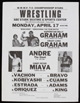1978 Andre The Giant Superstar Billy Graham Chief Peter Miava WWWF TV Championship Stars Wrestling Flyer