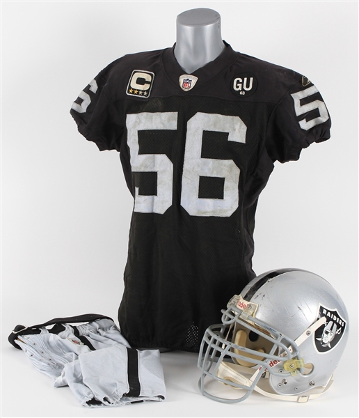 2008 Derrick Burgess Oakland Raiders Game Worn Uniform w/ Jersey, Pants & Helmet (MEARS LOA)