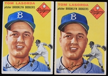 1954 Tommy Lasorda Brooklyn Dodgers Topps Trading Cards (Lot of 2)