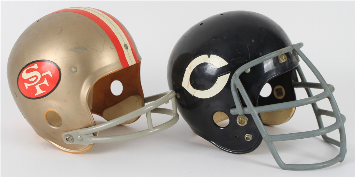 1970s San Francisco 49ers Chicago Bears Rawlings Retail Helmets - Lot of 2