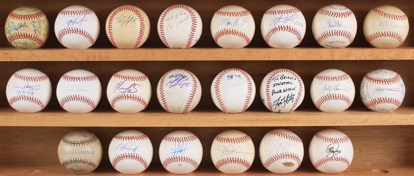 1950s-2000s Signed Baseball Collection - Lot of 22 w/ Rod Carew, Tino Martinez World Series, Billy Pierce OAL Harridge & More