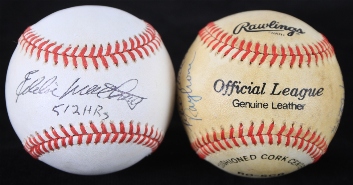 1990s Eddie Mathews Single Signed & Milwaukee Braves Multi Signed Baseballs - Lot of 2 w/ Warren Spahn, Del Crandall, Johnny Logan & More (JSA)