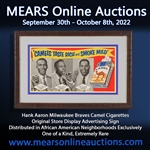 1955-1957 Ultra rare Hank Aaron Ernie Banks Al Smth Chesterfields African American Neighborhood 20"x30" Advertising Sign with Tobacco Leaf Museum Quality Frame (Only Surviving Example, MEARS LOA)