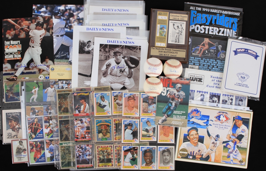 1980s-2000s Baseball & Americana Memorabilia Collection - Lot of 150+ w/ Signed Items, NY Daily News Yankees Photos, Baseball Trading Cards, Milk Moustache Advertisements & More 