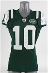 2010 Santonio Holmes New York Jets Signed Game Worn Home Jersey (MEARS A5/JSA)