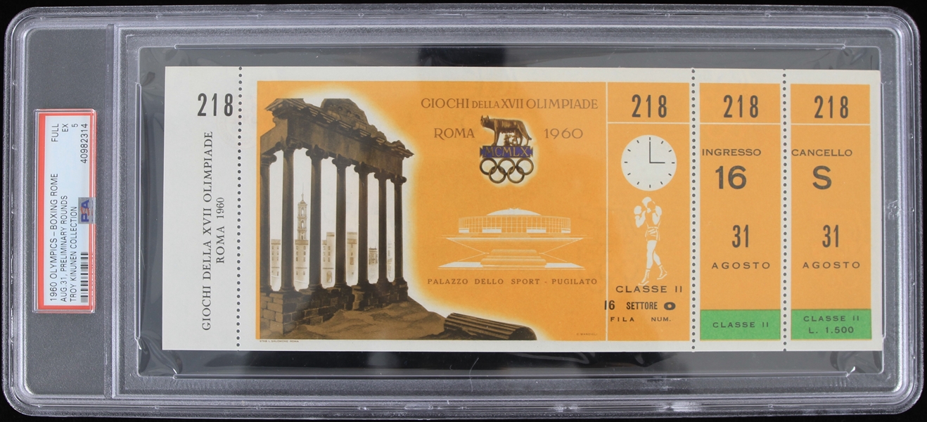 1960 Summer Olympics Boxing Preliminary Rounds Ticket (PSA Slabbed) (Troy Kinunen Collection)