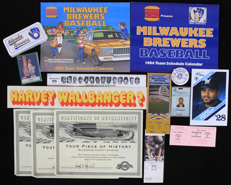 1970s-2000s Milwaukee Brewers Memorabilia (Lot of 15)