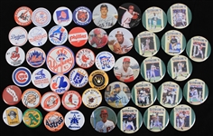 1980s-90s Topps Chewing Gum Coins, Fun Foods MLB Pinbacks and Baseball Pinback Buttons (Lot of 125+)