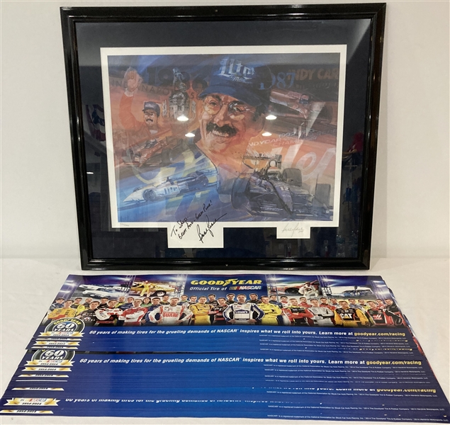 1990s Bobby Rahal Signed Print, Goodyear NASCAR Posters, Jeff Burton 6ft Display (Lot of 25+)