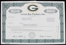 1997 Green Bay Packers No Par Value Common Stock Ownership Certificate
