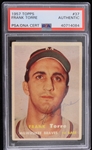 1957 Frank Torre Milwaukee Braves Signed Topps #37 Trading Card (PSA/DNA Slabbed)