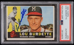 1960 Lew Burdette Milwaukee Braves Signed Topps #70 Trading Card (PSA/DNA Slabbed)