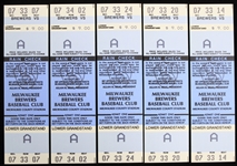 1980s Milwaukee Brewers County Stadium Full Tickets - Lot of 5