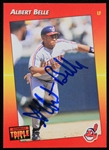 1992 Albert Belle Cleveland Indians Signed Leaf Baseball Trading Card (JSA)