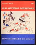 1959 (August 17) Cincinnati Reds San Francisco Giants Crosley Field Scored Scorecard 