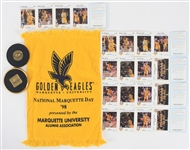 1990s Marquette Warriors/Golden Eagles Memorabilia Collection - Lot of 8 w/ Card Sheets, Towel & Coasters