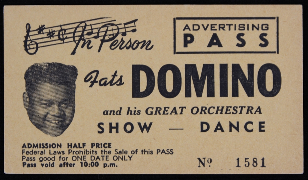 Fats Domino (d. 2017) Advertising Pass