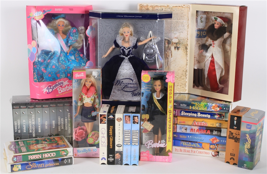 1990s Barbie Dolls, Disney VHS Tapes and more (Lot of 45+)