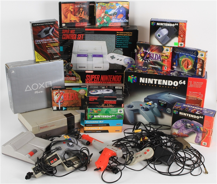 1980s-90s Nintendo, Super Nintendo, Sony Play Station Control Sets, Games, Strategy Guides and more (Lot of 75+)