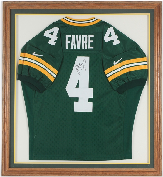 1998 Brett Favre Green Bay Packers Signed 35" x 39" Framed Jersey (JSA)