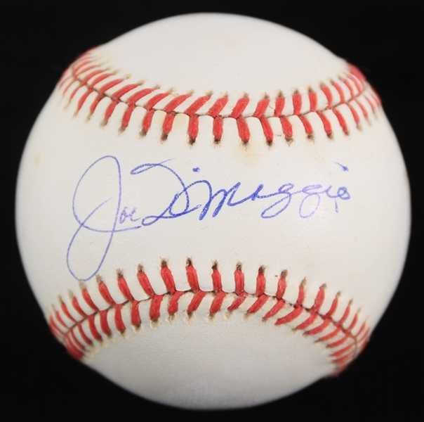 1985-89 Joe DiMaggio New York Yankees Signed OAL Brown Baseball (JSA)