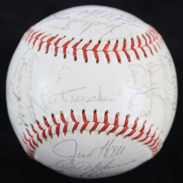 1969 Chicago Cubs Team Signed ONL Giles Baseball w/ 28 Signatures Including Leo Durocher, Ernie Banks, Fergie Jenkins, Ron Santo & More (*Full JSA Letter*)