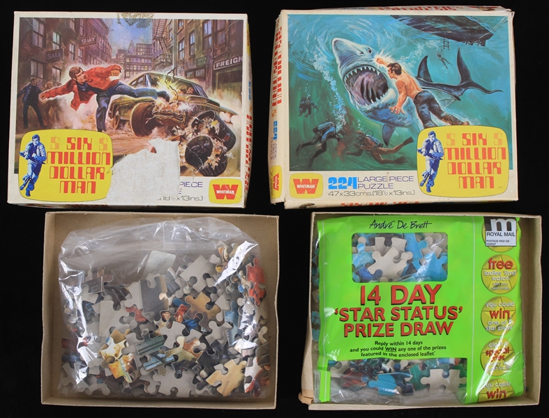 1976 Six Million Dollar Man 224 Piece Whitman Puzzles - Lot of 2