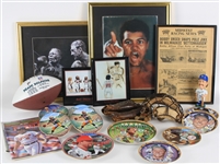 1970s-1990s Football, Baseball, Boxing Framed Prints, Bobble Heads & more (Lot of 45+)