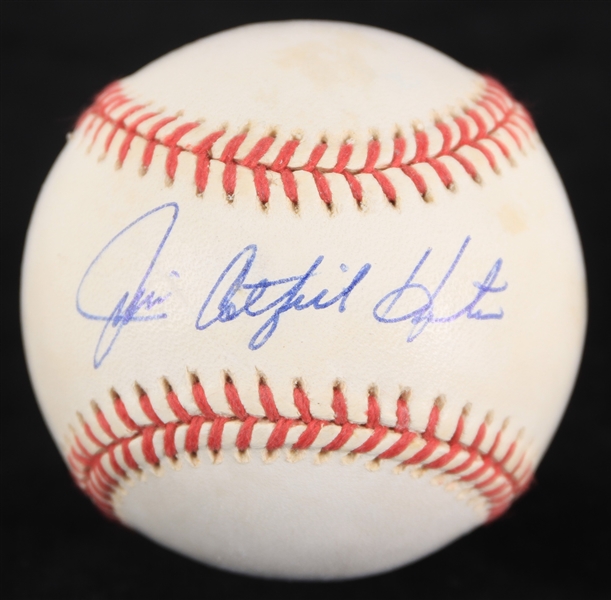 1993-94 Jim "Catfish" Hunter Athletics/Yankees Signed OAL Brown Baseball 